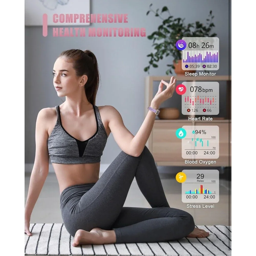 Fitness Tracker, Smart Watch for Women Men with 24/7 Heart Rate/Blood Pressure..